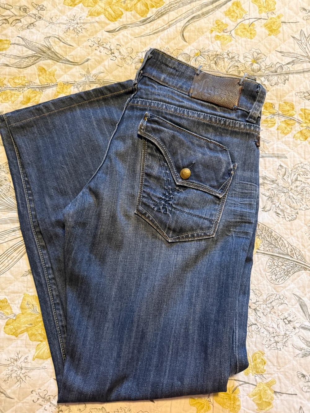 Vigoss Women's Dark Blue Boot Cut Jeans with Flap Pocket